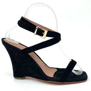 Rachel Comey | Black Suede Leather Wedge Strappy Sandal